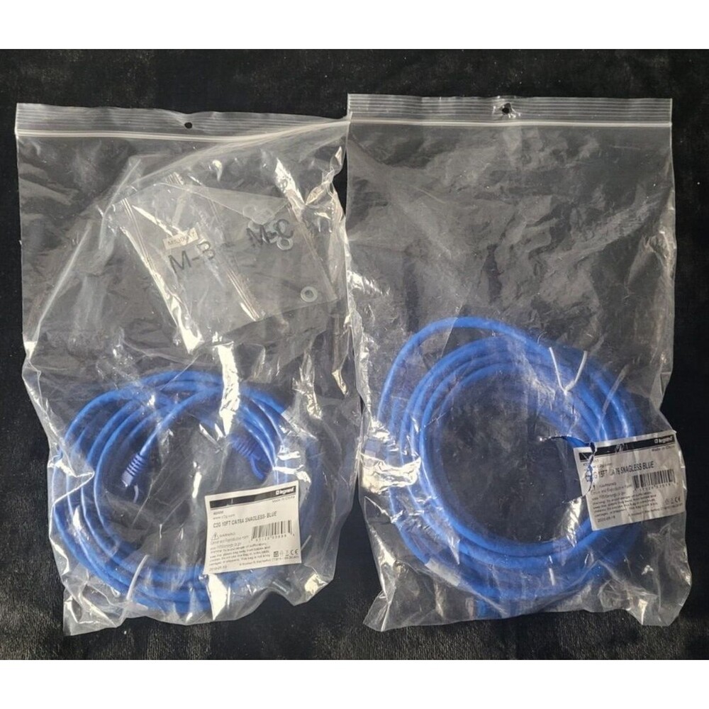 Lot of 2 legend Cat6A Ethernet Patch Cable - Snagless RJ45,  10ft and 15ft Blue